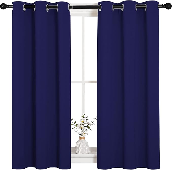 NICETOWN Blackout Draperies Curtains, All Season Thermal Insulated Solid Grommet Top Blackout Curtains/Drapes for Kid's Room (Royal Blue, 1 Pair, 34 x 45 inches)