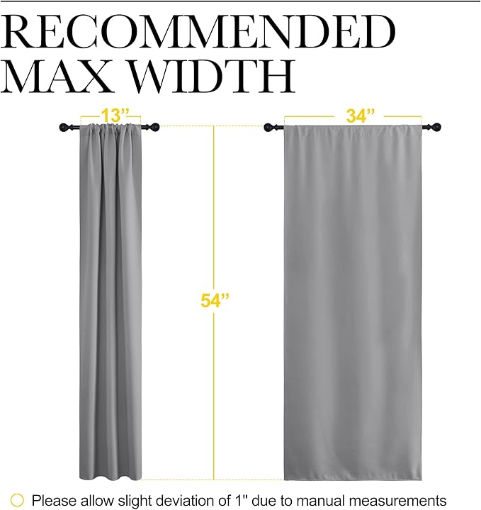 NICETOWN Short Curtains for Small Window - Home Decoration Thermal Insulated Rod Pocket Blackout Blinds & Drapes for Small Windows (Silver Grey, 2 Panels, W34 x L54 -Inch)