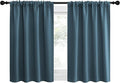 NICETOWN 2 Panels Blackout Curtains, Rod Pocket Thermal Insulated Drapes for Kitchen, Heavy Duty Small Window Treatment for Dorm Room, Studio Apartment, Basement (Smoky Blue, W42 x L30)