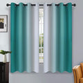 SimpleHome Ombre Room Darkening Curtains for Living Room, Light Blocking Gradient Teal to Greyish White Thermal Insulated Grommet Window Curtains/Drapes for Bedroom, 2 Panels, 52x63 inches Length