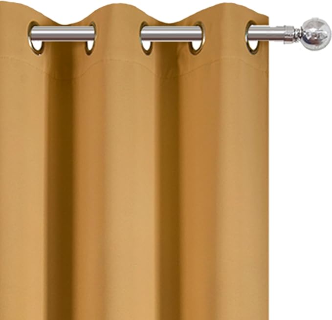 LEMOMO Mustard Yellow Thermal Blackout Curtains/42 x 95 Inch/Set of 2 Panels Room Darkening Curtains for Bedroom