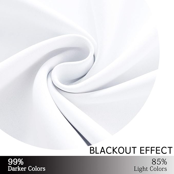 Yakamok Pure White Curtains 45 Inch Length, Grommet Top Small Window Drapes for Living Room/Bedroom(52 Inch Width, 2 Panels)