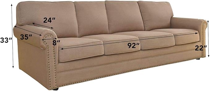 Easy-Going Stretch 4 Seater Sofa Slipcover 1-Piece Sofa Cover Furniture Protector Couch Soft with Elastic Bottom for Kids, Polyester Spandex Jacquard Fabric Small Checks Coffee