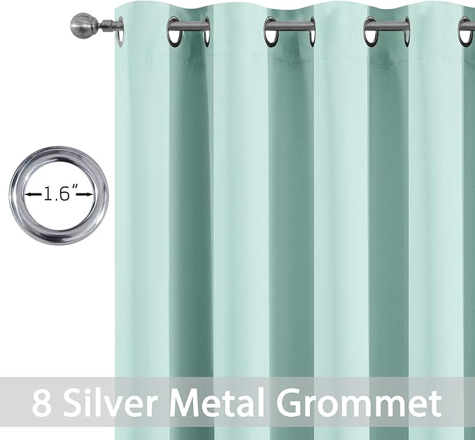 Yakamok Aqua Curtains 96 Inch Length Blackout Room Darkening Drapes Thermal Insulated Grommet Window Treatment Drapes Curtain for Bedroom Living Room,Aqua Blue,W52xL96 inch,Set of 2