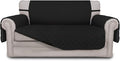 Easy-Going Reversible Loveseat Couch Cover for 2 Cushion Couch Sofa Cover for Dogs Water Resistant Furniture Protector with Foam Sticks Elastic Straps for Pet (Loveseat, Black/Black)
