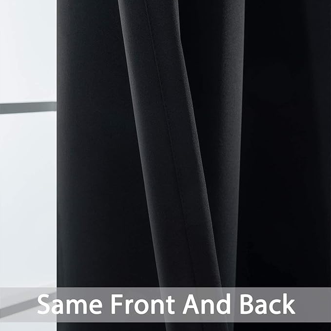 Yakamok Black Room Darkening Grommet Window Drapes Blackout Curtains Thermal Insulated Grommet Curtain Panels for Bedroom, 38W x 84L,1 Panel