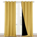 NICETOWN 100% Blackout Blinds, Laundry Room Decor Window Treatment Curtains for Large Patio Sliding Door, Thermal Insulated Bright Yellow Curtains for Bedroom, Set of 2, 52 inches x 108 inches
