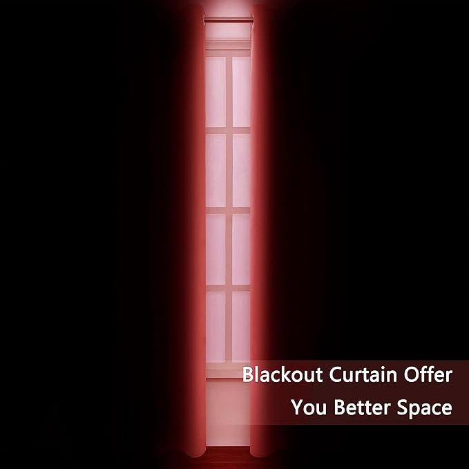 LEMOMO Blackout Curtains 38 x 84 inch/Bright Red Curtains Set of 2 Panels/Thermal Insulated Room Darkening Bedroom Curtains
