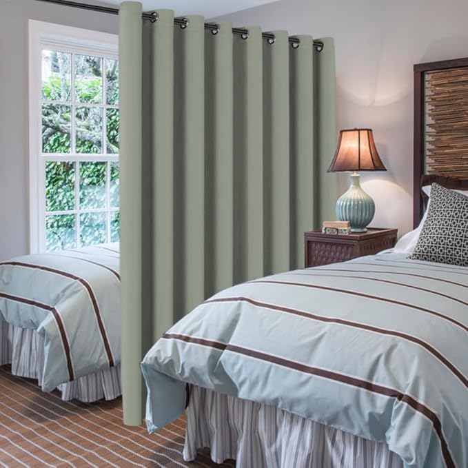 H.VERSAILTEX Blackout Patio Curtains 100 x 84 Inches for Sliding Door Extral Wide Blackout Curtain Panels Thermal Insulated Room Divider - Grommet Top, 7' Tall by 8.5' Wide - Sea Grass