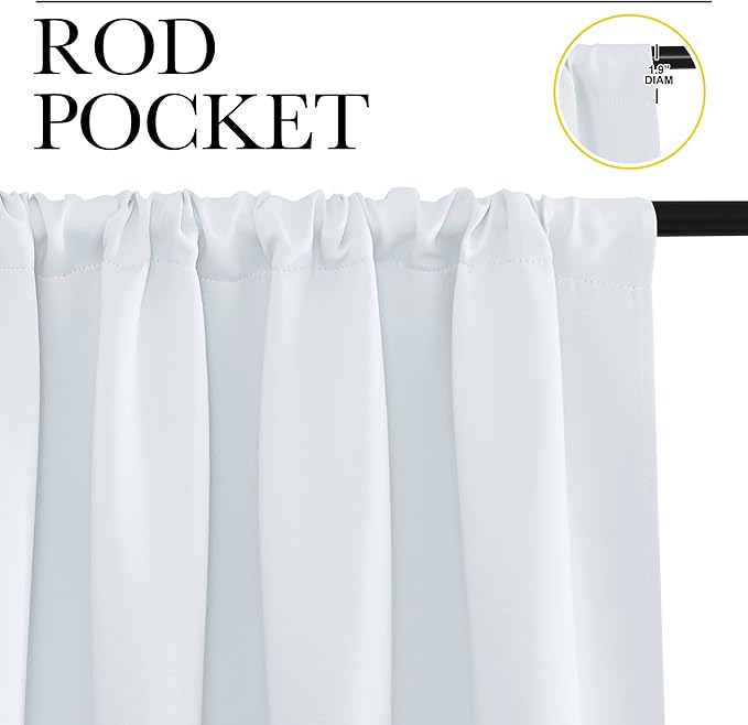 NICETOWN Greyish White Window Curtain Panels - Thermal Insulated Rod Pocket Room Darkening Curtain Sets for Bedroom (Platinum - Greyish White, 2 Panels, 29 by 30)