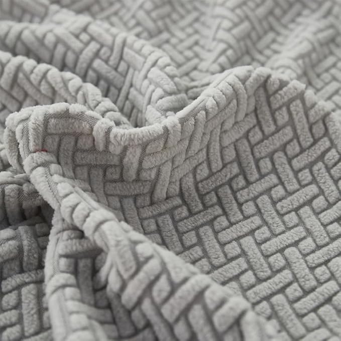 Couch Covers for 3 Cushion Sofa Pet Friendly Couch Cushion Covers Universal Sofa Covers Washable Stretch Slipcovers for Sectional Sofa (Texture Light Gray,Large Triple Seat Cover)