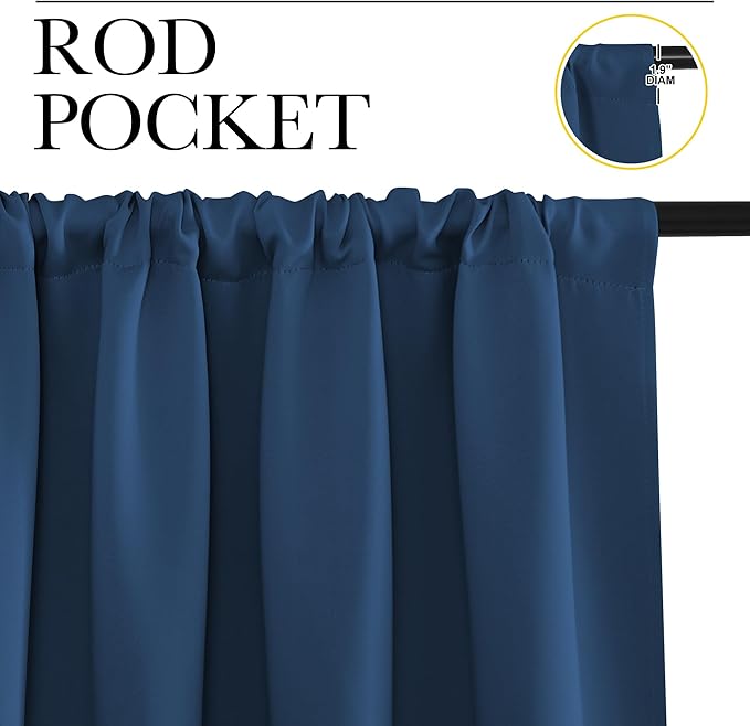 NICETOWN RV Blackout Curtains for Camper Windows, Moroccan Blue, 29" Wide by 40" Long, 2 PCs, Short Blackout Curtains & Drapes, Thermal Insulated Blackout Curtain Panels for Kids Room, Play Room