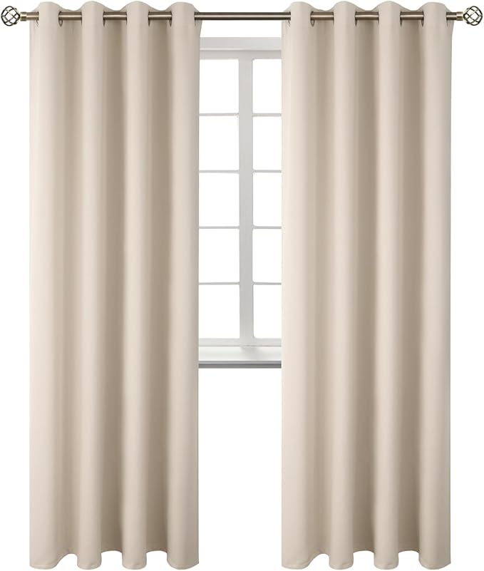 BGment Blackout Curtains - Grommet Thermal Insulated Room Darkening Bedroom and Living Room Curtains, Set of 2 Panels (46 x 72 Inch, Champagne)