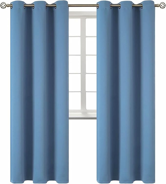 BGment Blackout Curtains for Bedroom - Grommet Thermal Insulated Room Darkening Curtains for Living Room, Set of 2 Panels (42 x 84 Inch, Faded Denim)