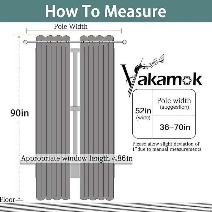 Yakamok Blackout Curtains Room Darkening Thermal Insulated Window Panels,Solid Grommet Top Drapes for Bedroom/Living Room(52Wx90L, Light Beige, 2 Panels)