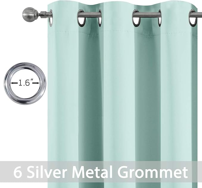 Yakamok Blackout Curtains for Bedroom，Thermal Insulated Room Darkening Drapes for Living Room, Set of 2 Panels (Aqua,38 x 36Inch)