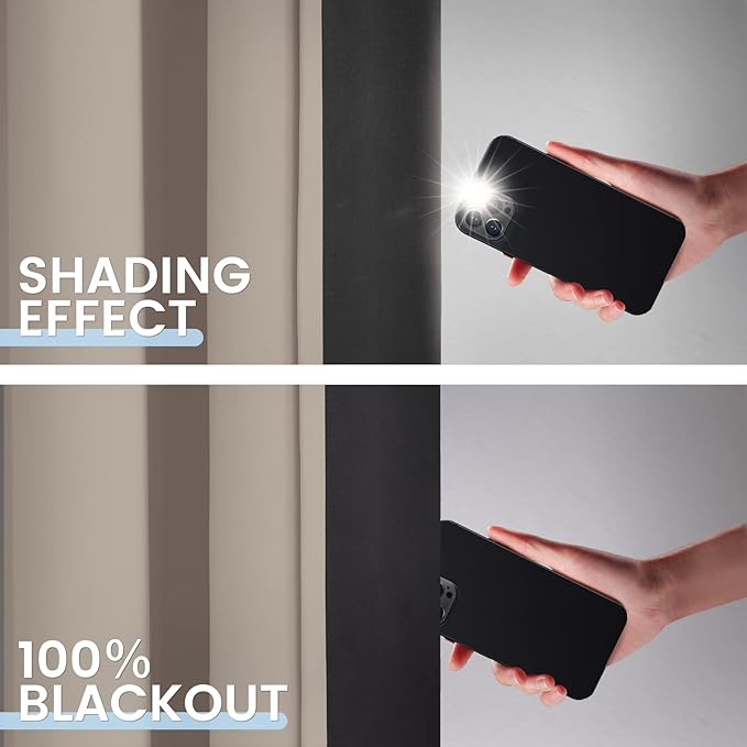 SimpleHome 100% Blackout Curtains for Bedroom,Thermal Insulated Natural Grommet Window Drapes Room Darkening Curtains for Living Room with Black Back,38 x 84 Inch,2 Panels