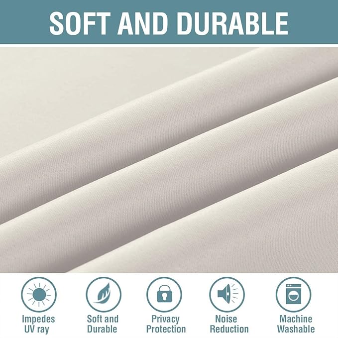 H.VERSAILTEX Light Blocking Curtain for Living Room Thermal Insulated Window Treatment Panel/Drape for Dining Room, Elegant Soft Curtain for Bedroom Grommet Top One Panel (Ivory - 52x84 Inches)