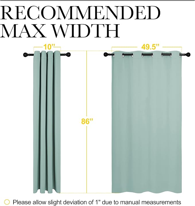 NICETOWN Aqua Blue Blackout Curtains 86" Long for Office, Dining Room, Guest Room, Sound Reducing Heat and Cold Block Curtain Panels for Modern Room Decorative (55" Wide by 86" Long, 2 Pieces)