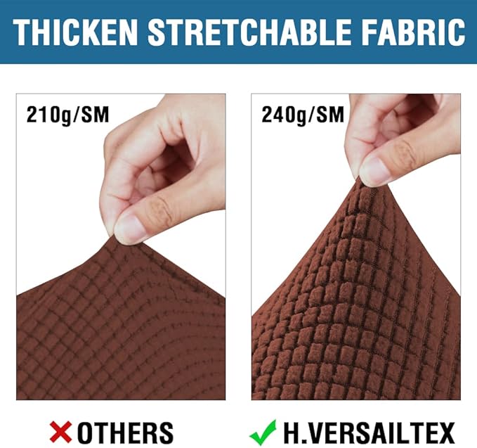 H.VERSAILTEX 3 Piece Stretch Sofa Covers for 2 Cushion Sofa Couch Covers for Living Room Sofa (Base Cover Plus 2 Seat Cushion Covers) Thicker Jacquard Fabric (Large Sofa, Burnt Brick)