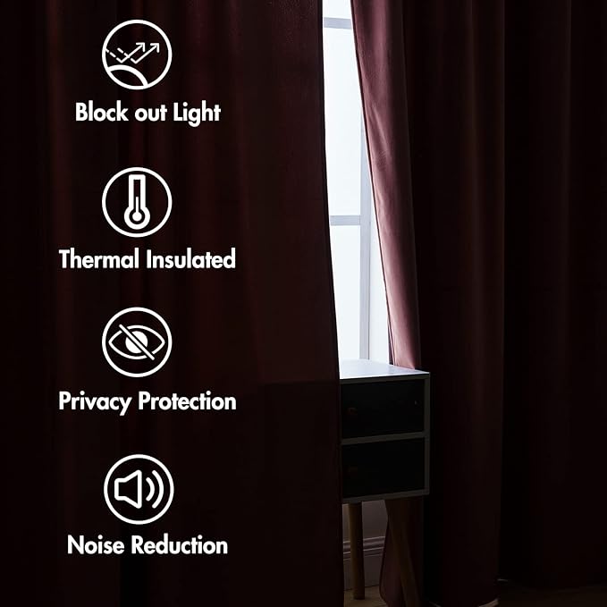 MIULEE Velvet Curtains 96 inches 2 Panels - Luxury Blackout Curtains for Bedroom Living Room Thermal Insulated Super Soft Window Drapes Rod Pocket & Back Tab, Dusty Rose Pink, W52 x L96 inches