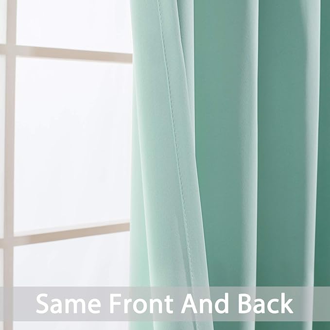 Yakamok Aqua Blackout Curtains 84 Inch Length Light Blocking Thermal Insulated Room Darkening Solid Grommet Window Treatment Drapes Curtain for Bedroom Living Room (W52xL84 2 Panels Aqua Blue)