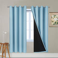 Yakamok 100% Blackout Lined Panels, Thermal Insulated Blackout Curtains for Bedroom, Heat Blocking Drapes for Living Room(52Wx72L, Sky Blue, 2 Panels)