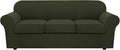 H.VERSAILTEX 4 Piece Stretch Sofa Covers for 3 Cushion Couch Covers for Living Room Furniture (Base Cover Plus 3 Seat Cushion Covers) Upgraded Thicker Jacquard Fabric (Sofa, Olive)