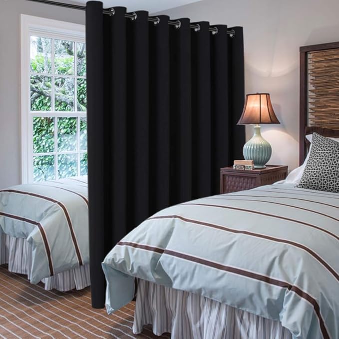 H.VERSAILTEX Blackout Patio Curtains 100 x 84 Inches for Sliding Door Extral Wide Blackout Curtain Panels Thermal Insulated Room Divider - Grommet Top, 7' Tall by 8.5' Wide - Jet Black