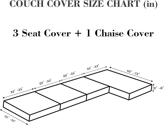 Sofa Covers Couch Covers for Sofa Pet Friendly Couch Cushion Covers Universal Sofa Covers Washable Stretch Slipcovers for Sectional Sofa (Texture Metal Gray, 3 Seats + Chaise Cover)