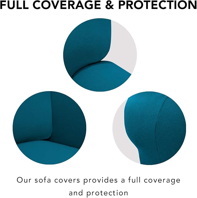 PureFit Super Stretch Sofa Slipcover – Spandex Non Slip Soft Couch Sofa Cover, Washable Furniture Protector with Non Skid Foam and Elastic Bottom for Kids, Pets （Sofa, Peacock Blue）