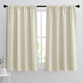 RYB HOME Blackout Curtains for Bedroom - Small Window Treatment Panels Full Privacy Thermal Insultaed Solar Drapes for Bathroom Dining Basement, Wide 42 x Long 45, Beige, 2 Pcs