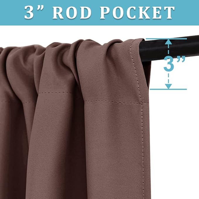 RYB HOME Cafe Blackout Curtains 24 inch Length, RV Curtains for Camper Windows, Mini Short Small Insulating Light UV Blocking Privacy Half Window Tiers, Width 42 by Length 24, Chocolate Brown, 2 Pcs