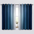 Yakamok Room Darkening Ombre Curtains,Thermal Insulated Grommet Window Drapes, Light Blocking Gradient Color Curtains for Bedroom(Blue and Greyish White, 70x63 Inch, Set of 2)