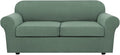 H.VERSAILTEX 3 Piece Stretch Sofa Covers for 2 Cushion Sofa Couch Covers for Living Room Sofa Slipcovers (Base Cover Plus 2 Seat Cushion Covers) Thicker Jacquard Fabric(Large Sofa, Loden Frost)