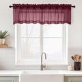 Burgundy Valances for Windows 14 inch Length 2 Panels Set, Small Voile Sheer Curtains for Bathroom, Soft Fabric Lightweight Light Filtering Kitchen Curtains, Dual Rod Pocket, 2x42Wx14L Inches