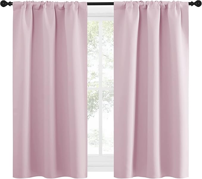NICETOWN Kitchen Curtains, Privacy & Light Block Out Window Curtains & Drapes for Loft, Cupboard, Cafe, Girls Bedroom (Lavender Pink, 34 in x 54 in (W x L), 2 Panels)