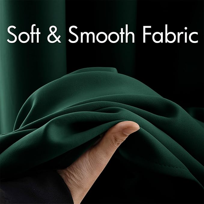 MIULEE Christmas Dark Green Blackout Curtains 96 Inches Long for Bedroom Living Room Thermal Insulated Room Darkening Grommet Top Solid Light Blocking Drapery Set of 2 Window Panels Hunter Green