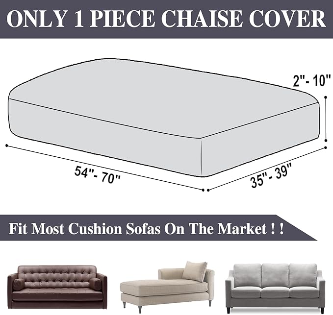Chaise Couch Cushion Cover Washable Separate Seat Stretch Sectional Sofa Slipcover (1 Piece for Chaise or Sofa 3-Seater, Dark Grey)