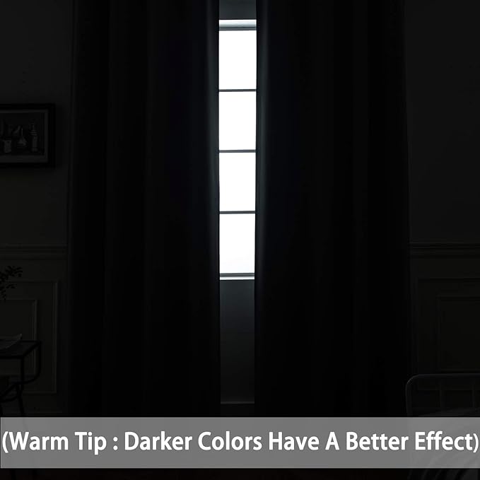 Yakamok 84 Inch Long Light Blocking Navy Blue Blackout Curtains, Room Darkening Thermal Insulated Blackout Drapes with Grommet for Bedroom (52x84Inch, 2 Panels)