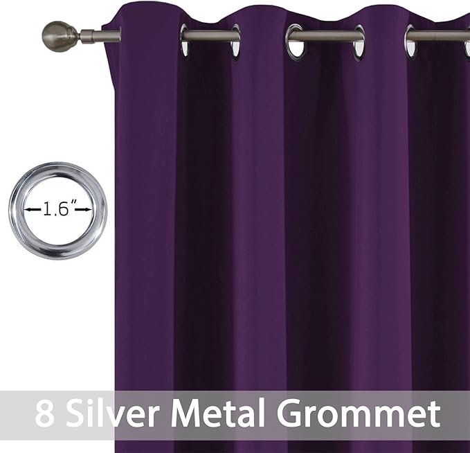 Yakamok Wide Thermal Blackout Patio Door Curtain Panel,Purple Grommet Sliding Door Insulated Curtains, Extra Wide Curtains for Sliding Glass Door,Purple, W52 x L84, 1 Panel