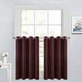 Yakamok 36 Inch Blackout Curtains for Kitchen, Grommet Sunlight Block Energy Saving Window Drapes for Bedroom Bathroom, Burgundy Red, 52Wx36L, 2 Panels