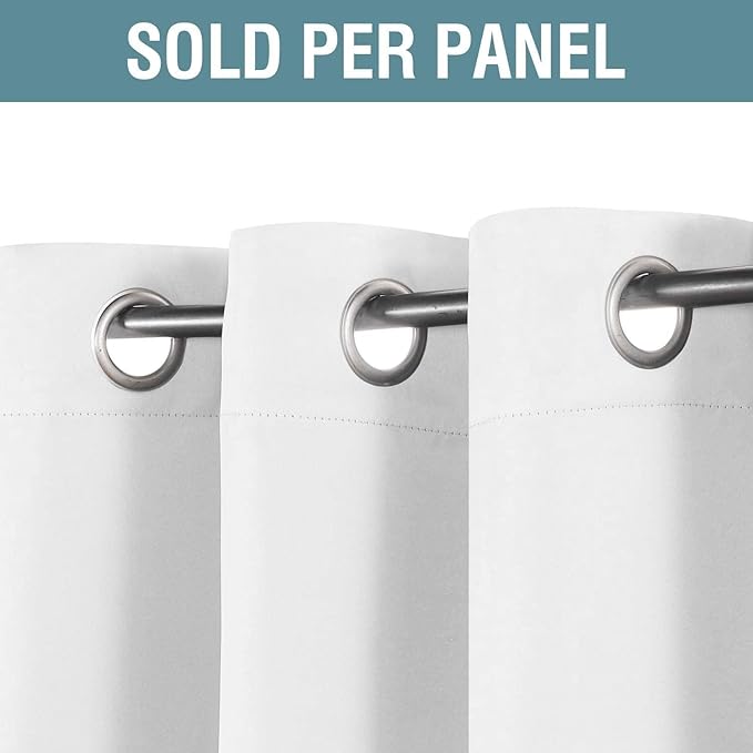 H.VERSAILTEX White Curtains for Living Room Pure White Curtain 96 inches Long Thermal Insulated Window Treatment Panel/Drape for Bedroom, White, One Panel, Grommet Top, 52" W x 90" L