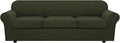 H.VERSAILTEX 4 Piece Stretch Sofa Covers for 3 Cushion Couch Covers for Living Room Furniture Slipcovers (Base Cover Plus 3 Seat Cushion Covers) Thicker Jacquard Fabric (Large Sofa, Olive)