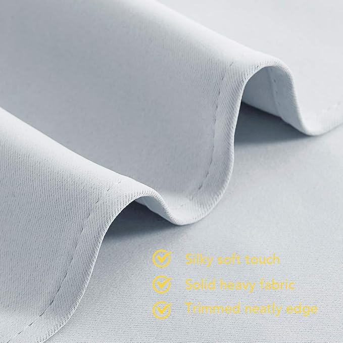 NICETOWN Bedroom Curtains 2 Panels Set, 34 in x 60 in (W x L), Greyish White, Easy Care Solid Thermal Insulated Silver Grommet Light Blocking Room Darkening Drapes for Bedroom/Kids Room
