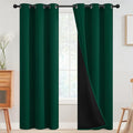 SimpleHome 100% Blackout Curtains for Bedroom,Thermal Insulated Grommet Window Drapes Room Darkening Dark Green Curtains for Living Room with Black Back,42 x 84 Inch,2 Panels