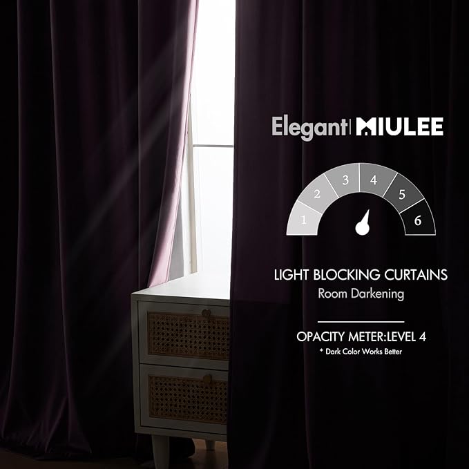 MIULEE Lavender Velvet Curtains 108 inches - Luxury Blackout Curtains for Bedroom Living Room Thermal Insulated Super Soft Window Drapes Rod Pocket & Back Tab, W52 x L108 inches,Purple,2 Panels