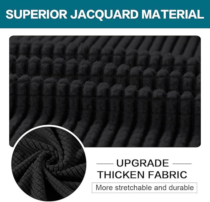 Turquoize 2 Piece Chair Covers Chair Slipcovers for Living Room Armchair Couch Cover Chair Sofa Cover with Individual Cushion Covers Furniture Cover for Chairs Feature Jacquard Fabric (Chair, Black)