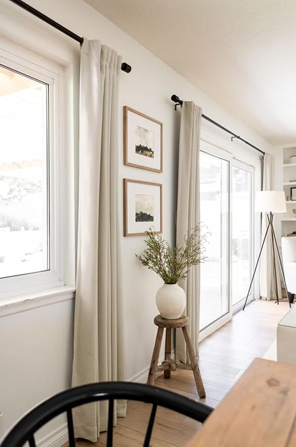 100% Blackout Shield Linen Blackout Curtains for Bedroom 120 Inches Long, Back Tab/Rod Pocket Living Room Drapes, Thermal Insulated Blackout Curtains 2 Panels Set, 50" W x 120" L, Oatmeal
