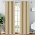 Yakamok Thermal Insulated Grommet Blackout Draperies/Drapes for Bedroom Window,Room Darkening Curtain Panels (2 Panels, W38 x L84 -Inch, Beige)